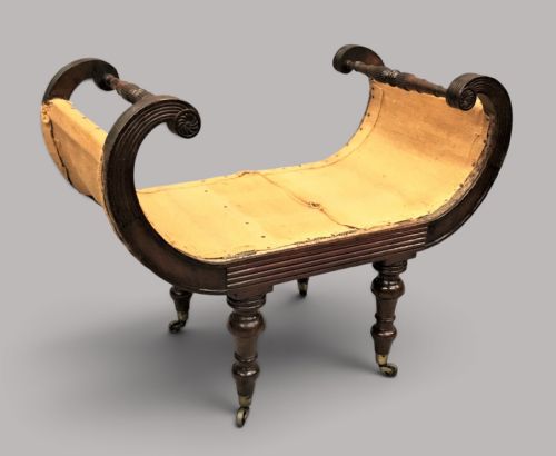 Regency Mahogany Window Seat / Dressing Stool