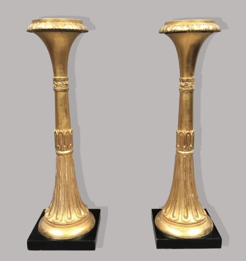 Regency Pair of Giltwood Neoclassical Torchere / Stands