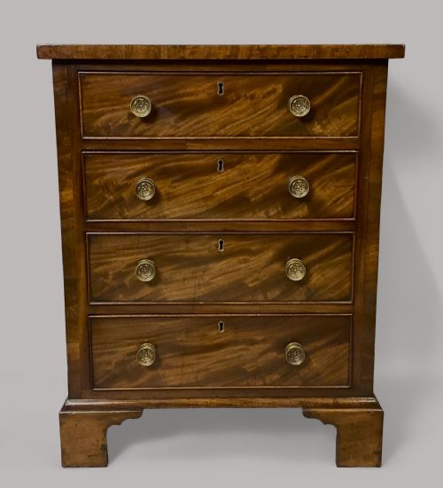Regency Small Figured Mahogany Chest of Drawers; of Rare Small Proportions