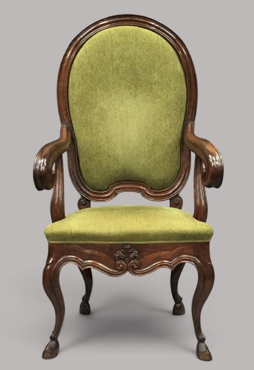 C18th Italian Walnut High Back Open Armchair