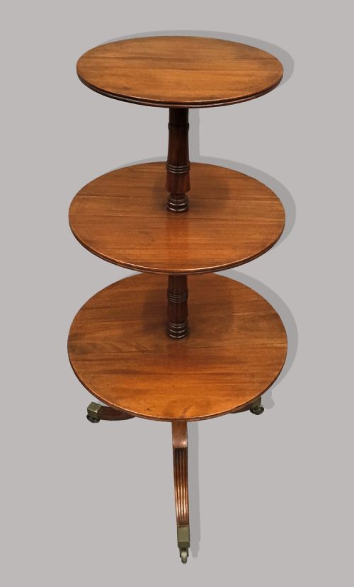 George III Mahogany Folding Three Tier Dumb Waiter