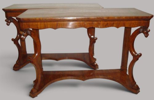 C19th pair of Italian walnut console tables
