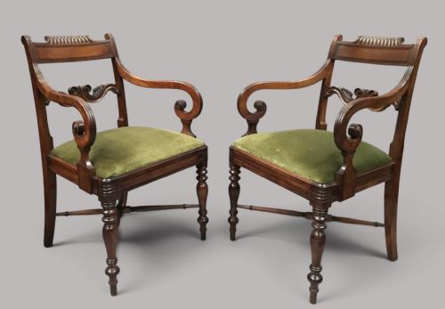 Regency Pair of Mahogany Elbow / Armchairs