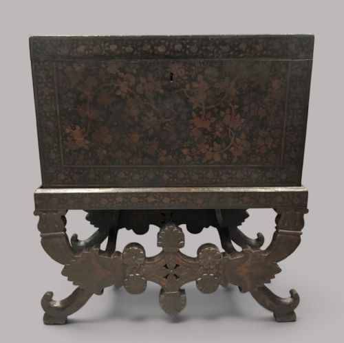 Rare Mid C19th Indian Lacquered Chest / Trunk on Stand