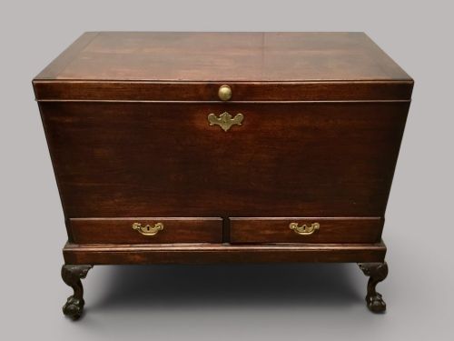 George II Irish Mahogany Silver Chest / Blanket Chest on Original Stand
