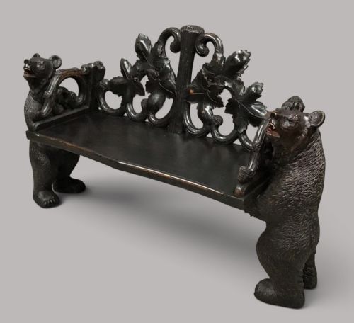 C19th Black Forest Bear Hall Seat / Bench