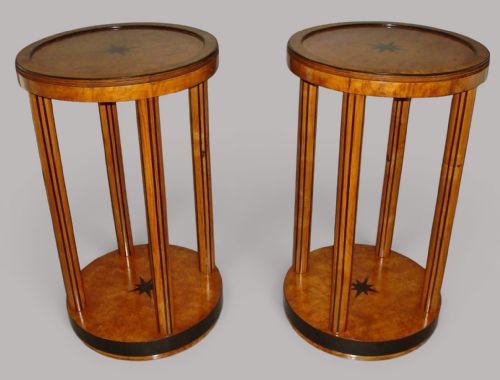 Pair of Burr Elm and Ebony Occasional Tables