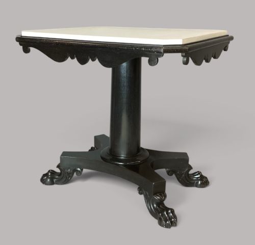 George IV Ebonised Marble Top Centre Table