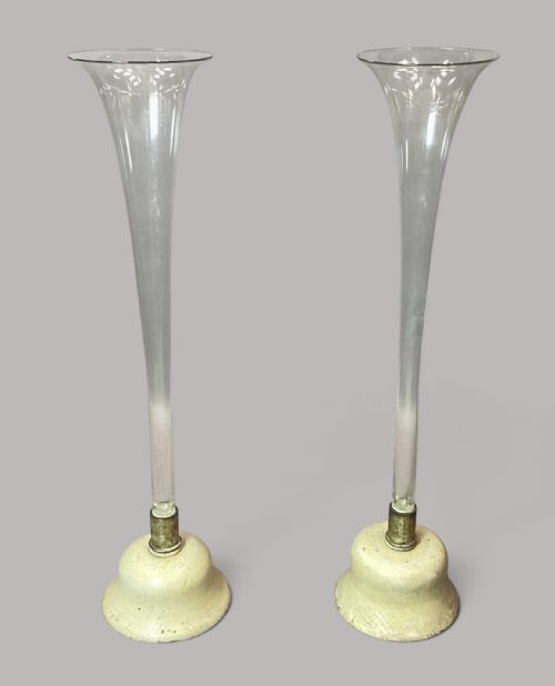 C19th Pair of Very Large Trumpet Vases - 40 Inches Tall