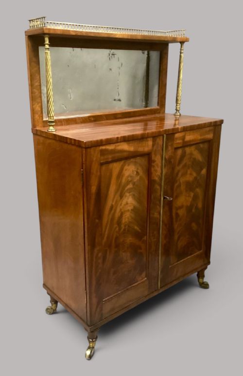 Regency figured mahogany collectors side cabinet