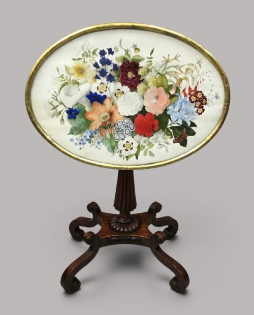 Regency Painted Top Oval Occasional Table; with a Spectacular Original Painted to