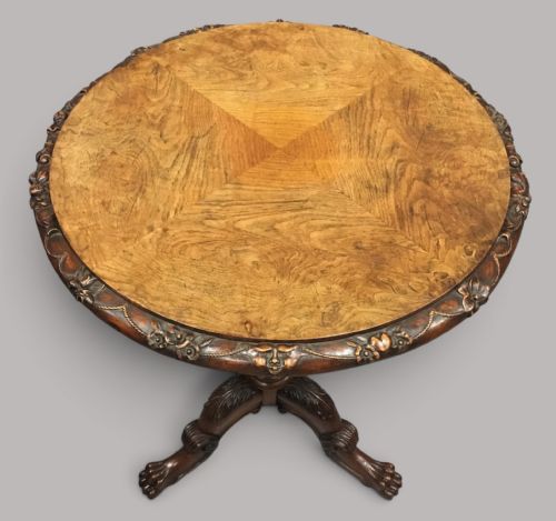 George IV Irish Pollard Oak Tripod Occasional Table