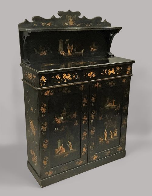 Regency Chinoiserie Lacquered Chiffonier / Side Cabinet