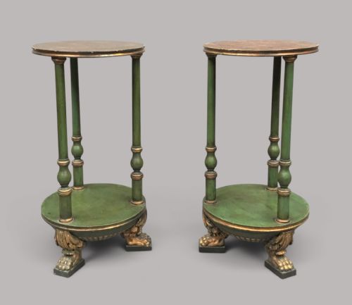 C19th Pair of Painted Swedish Occasional Tables / Stands; of a Striking Neoclassical Design