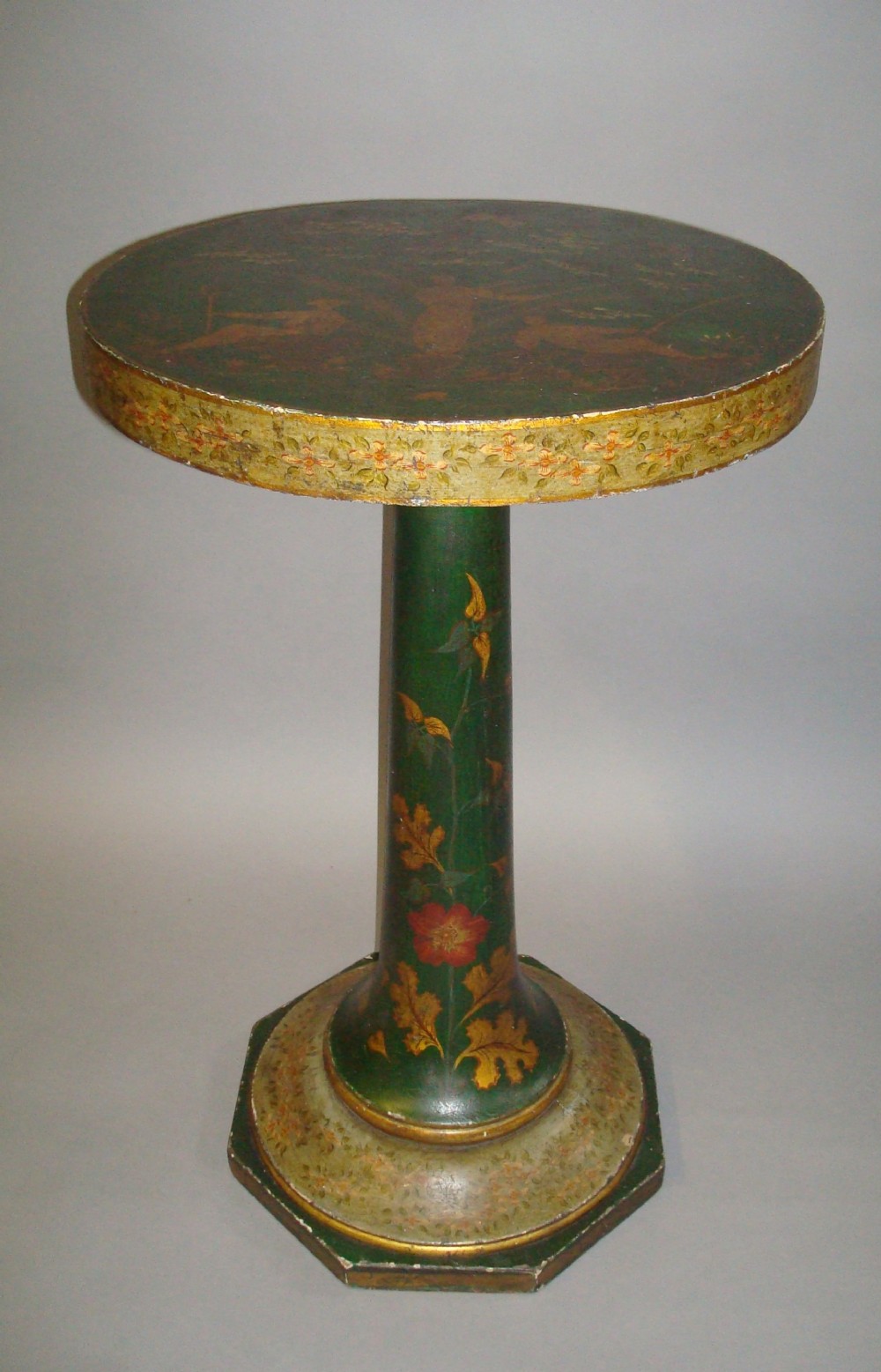 Mid C19th French green lacquered occasional table