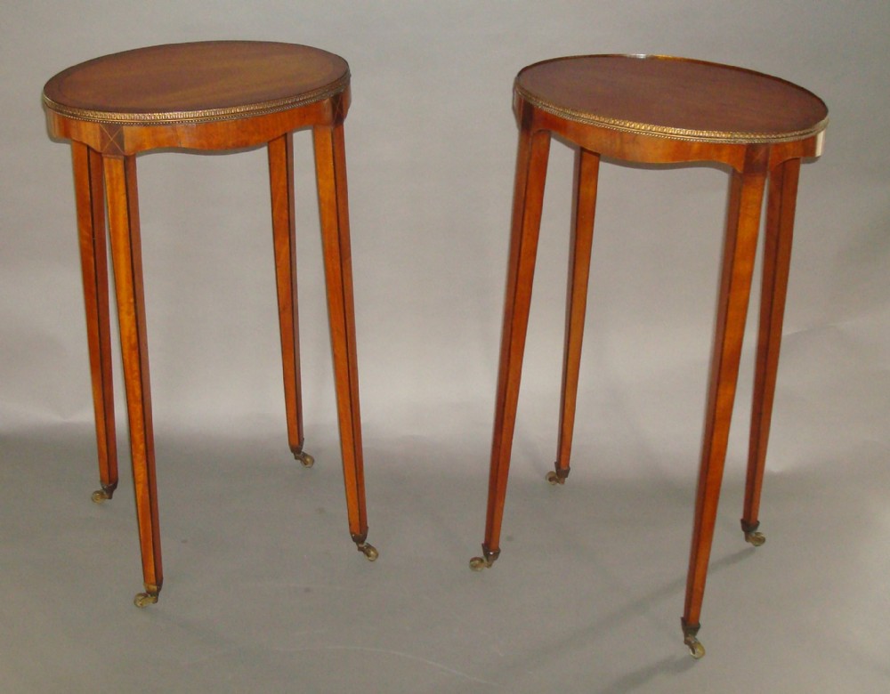 George III Pair of Satinwood Tables, Urn Stands