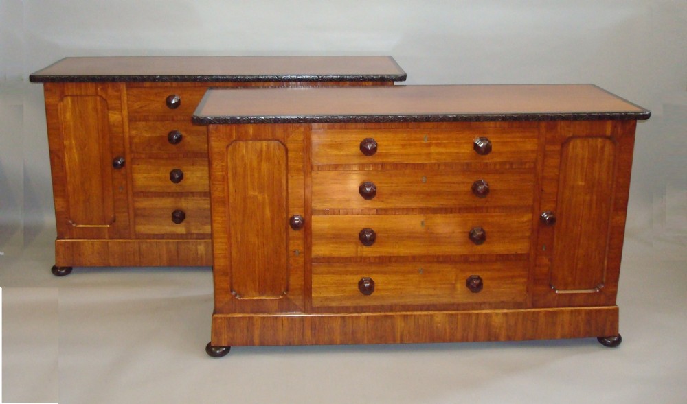 19th Century Pair of Kingwood and Ebony Side Cabinets