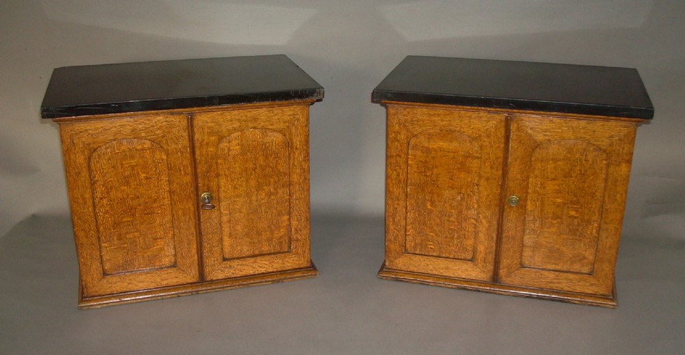 19th Century Pair of Golden Oak Table Cabinets