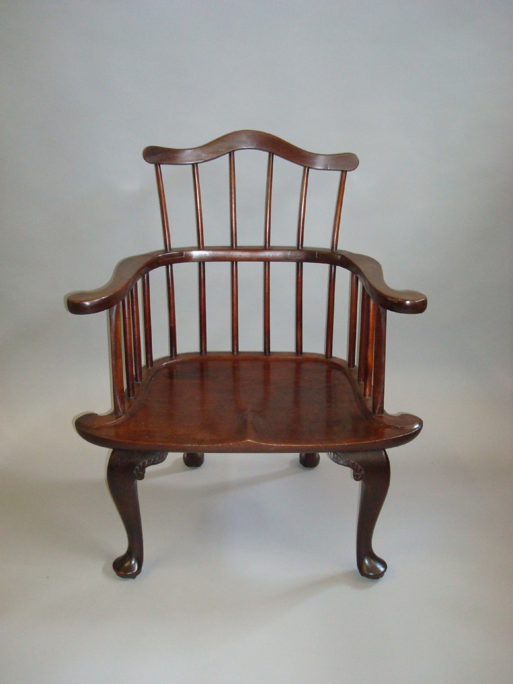 George II Mahogany Windsor Armchair of Eccentric Design