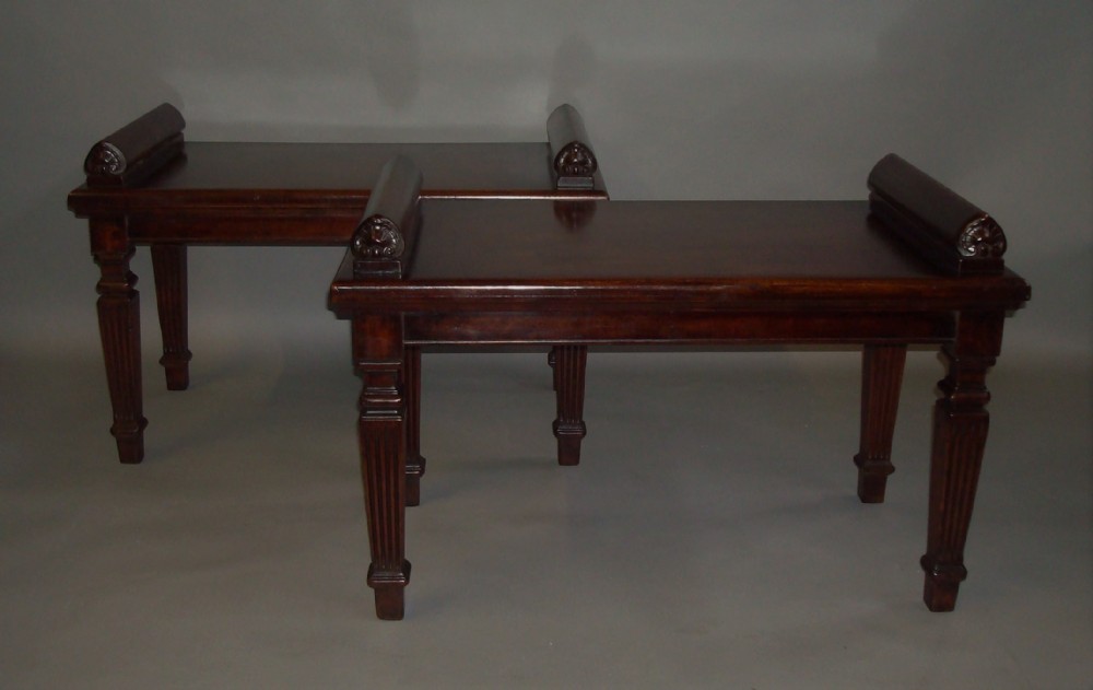 Regency Pair of Mahogany Hall Seats or Benches