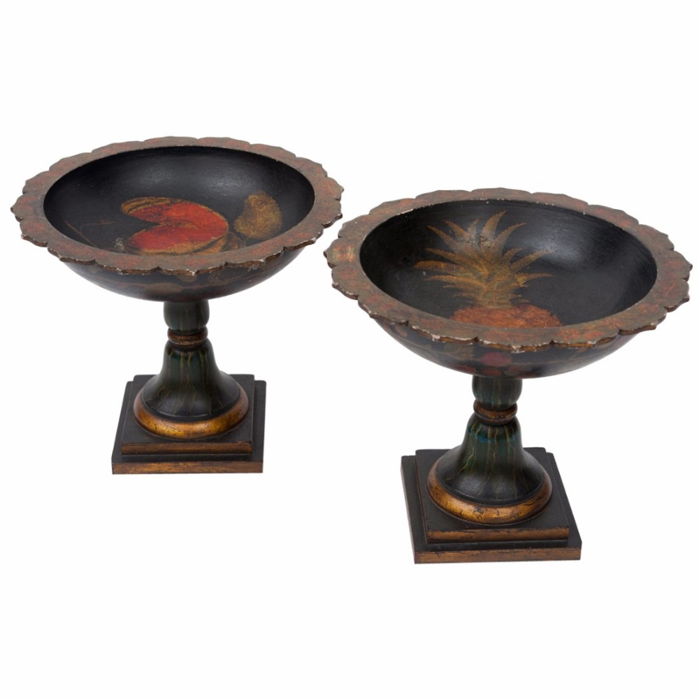 Early 19th Century Pair of Carved Wood French Tazza's