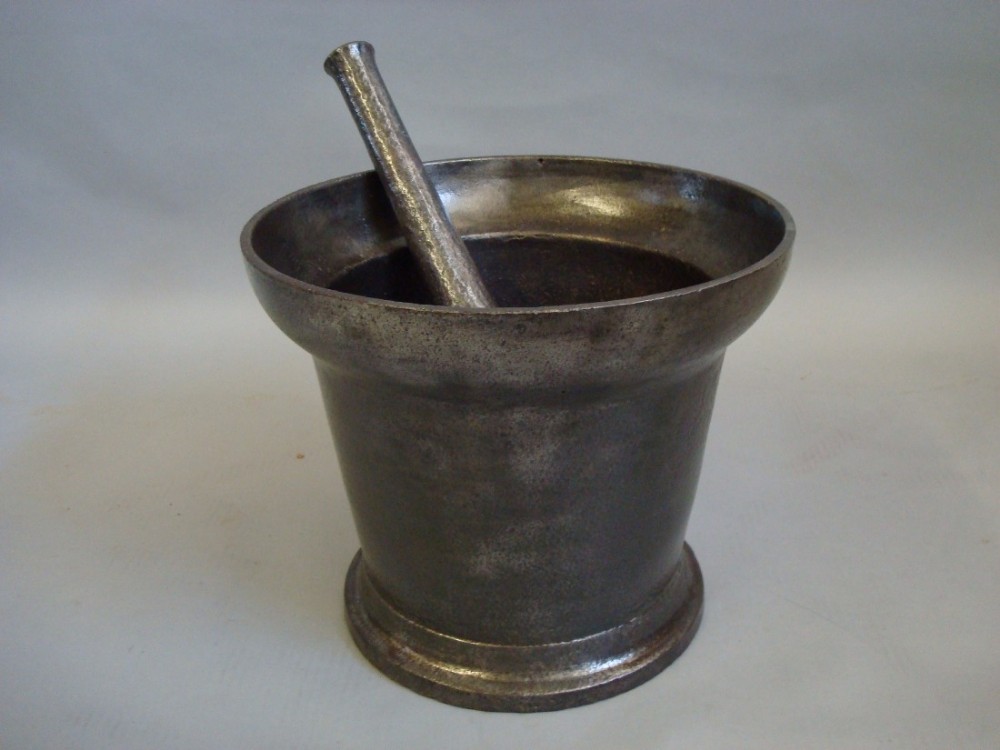 Monumental Georgian cast iron pestle and mortar 