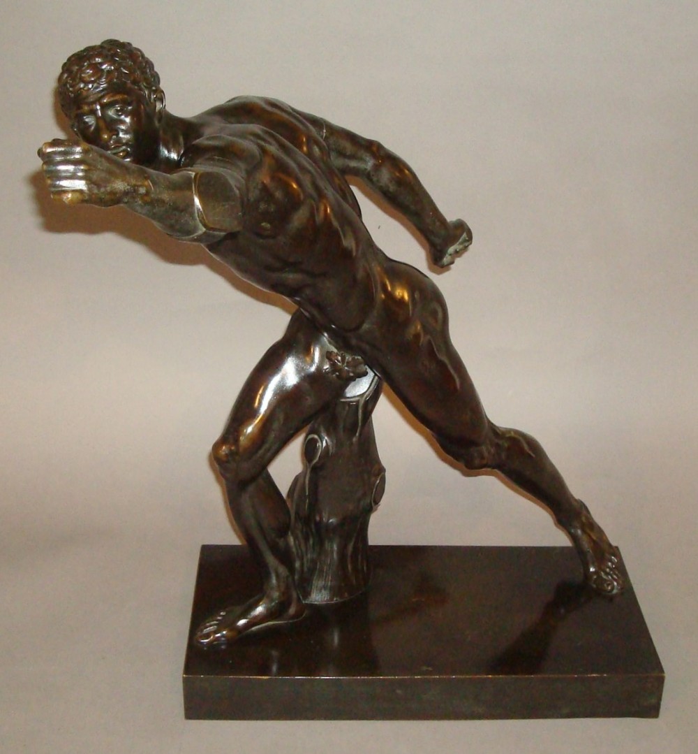 C19th Large Grand Tour Bronze Figure of Borghese Gladiator