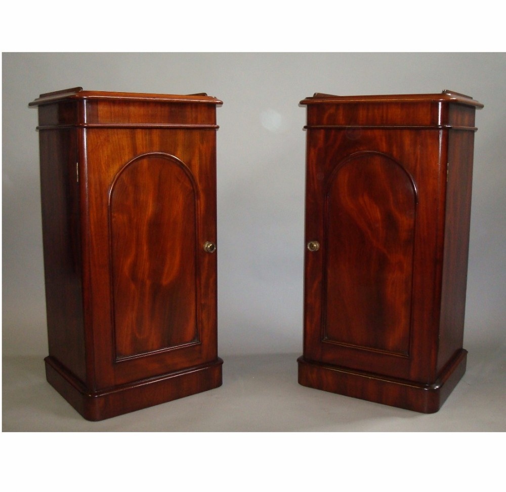 C19th Pair of Flame Mahogany Pedestal Cabinets