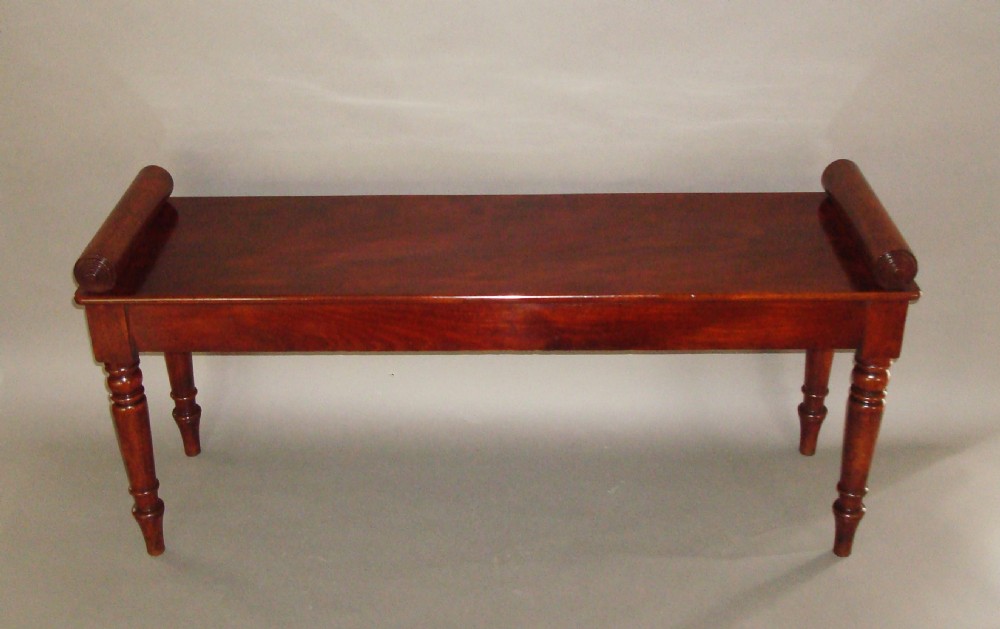 Regency Mahogany Hall Bench or Window Seat View III