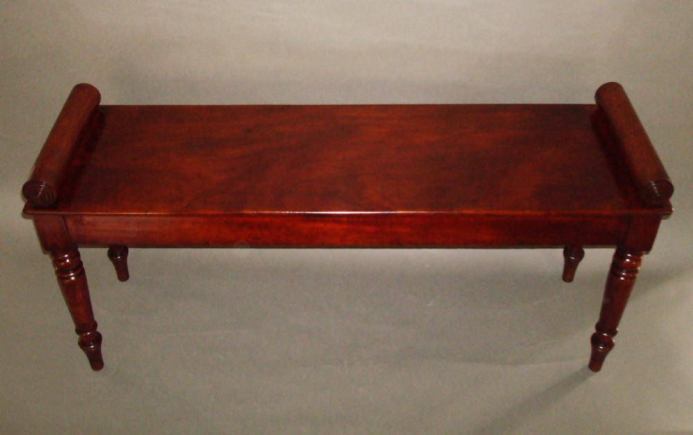 Regency Mahogany Hall Bench or Window Seat View VI