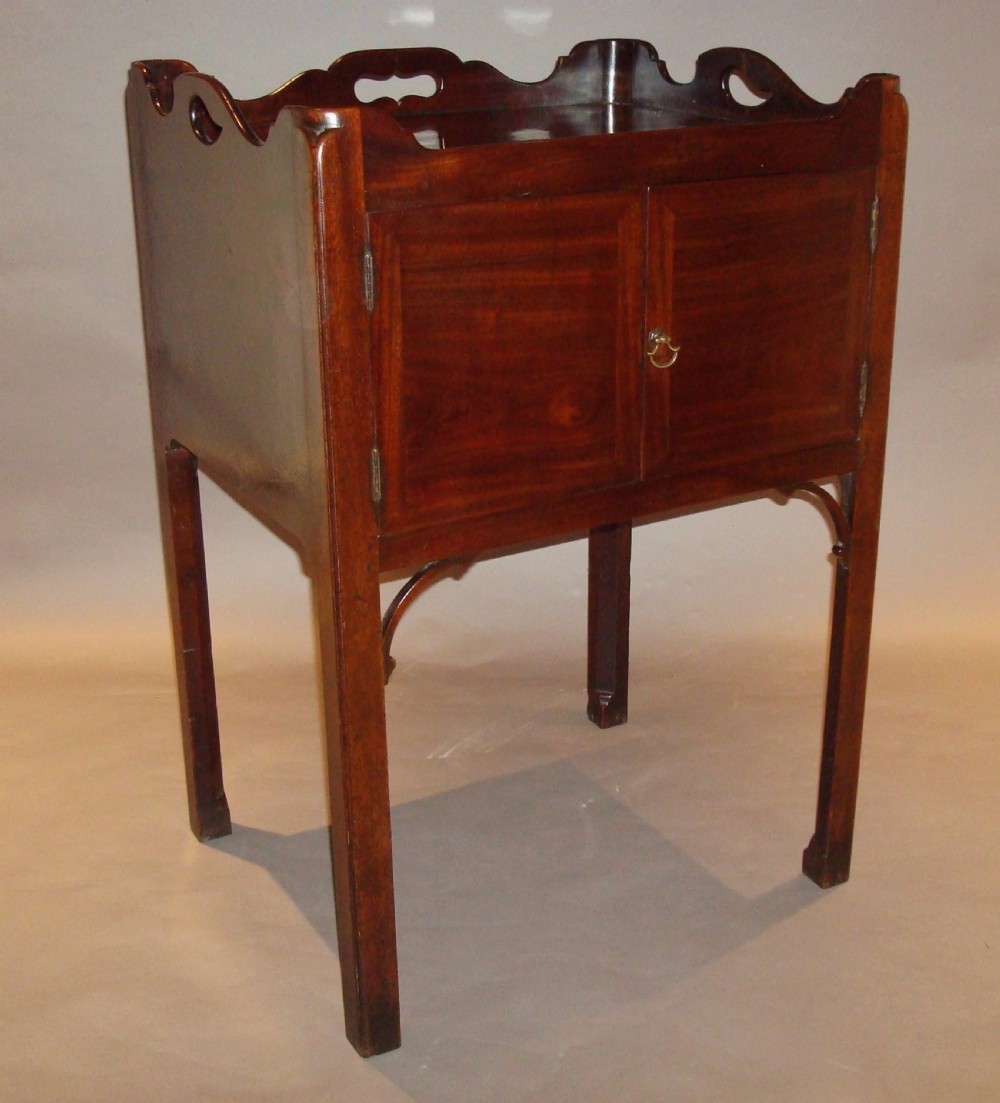 George III Mahogany Chippendale Bedside Cabinet View II