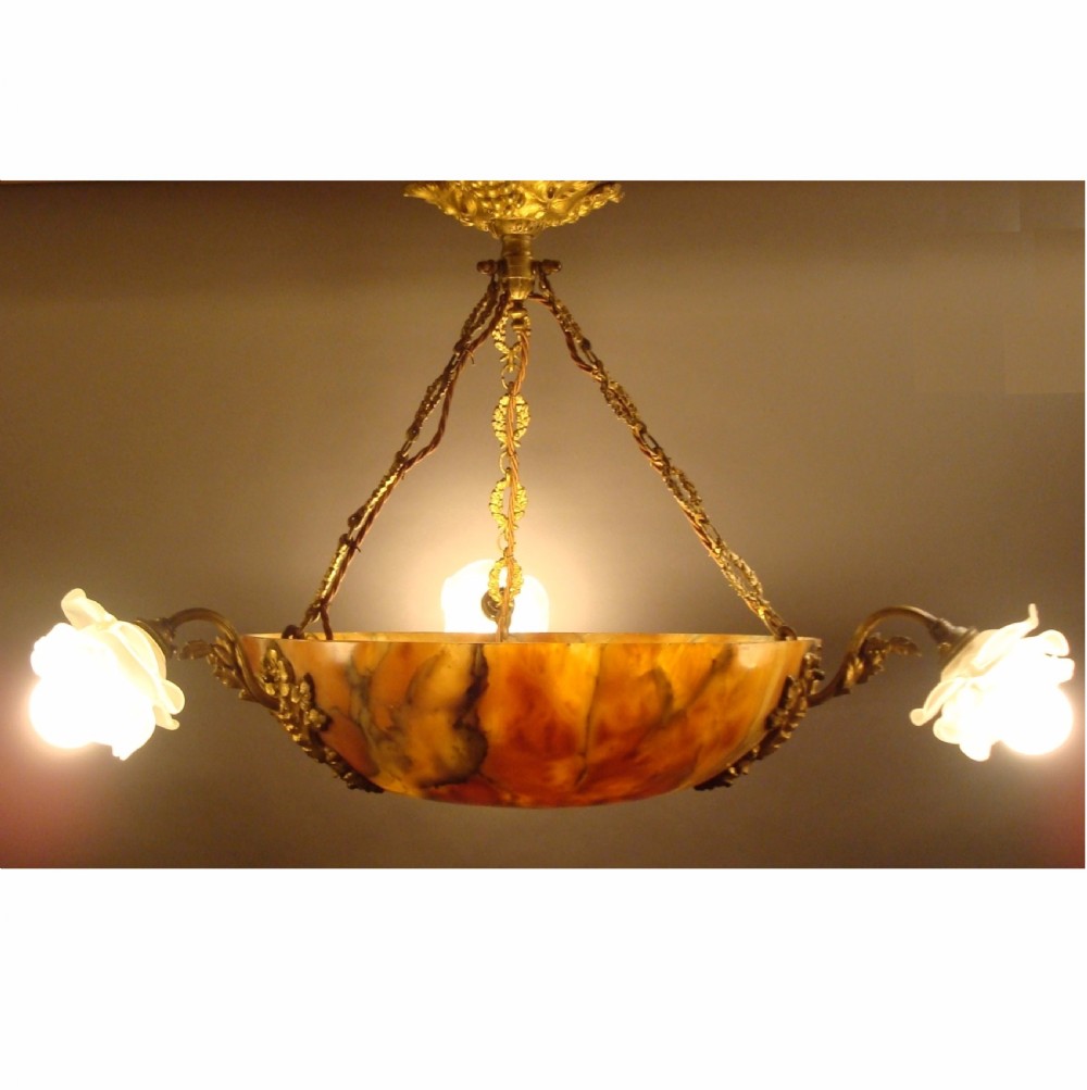 Early C20th alabaster ceiling light