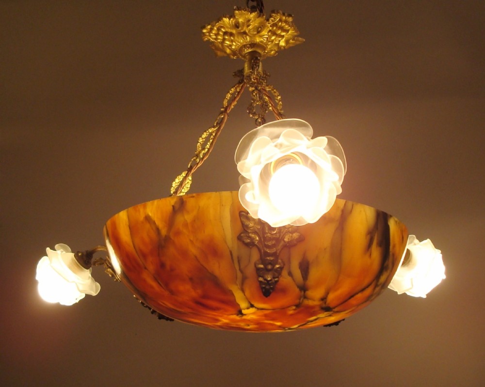 Early C20th alabaster ceiling light View II