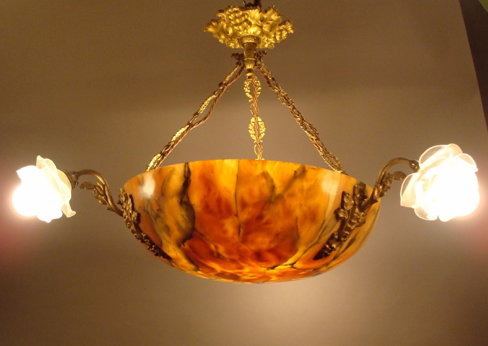 Early C20th alabaster ceiling light View III