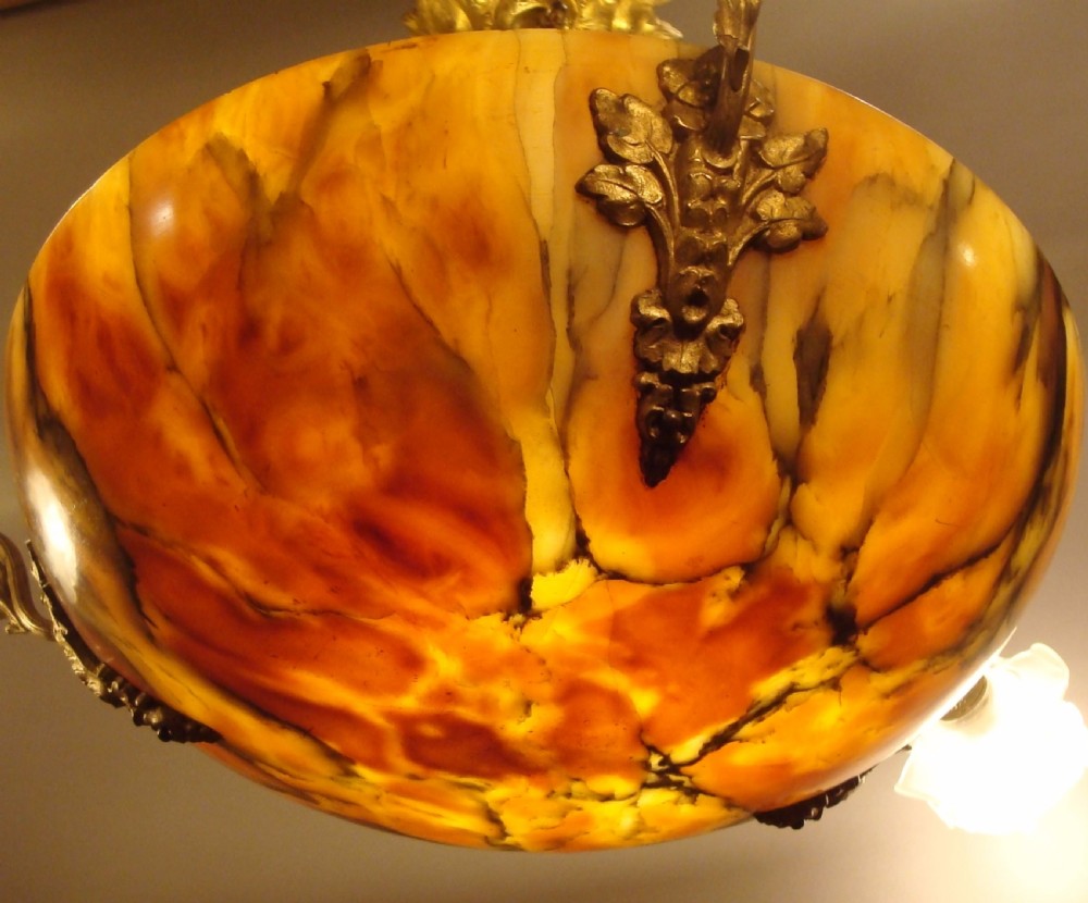 Early C20th alabaster ceiling light View IV