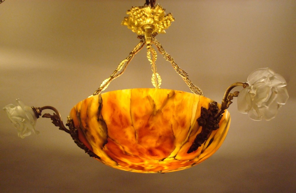 Early C20th alabaster ceiling light View VIII