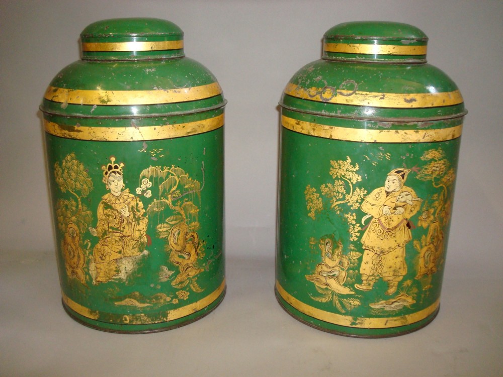 Pair Tole Tea Canisters