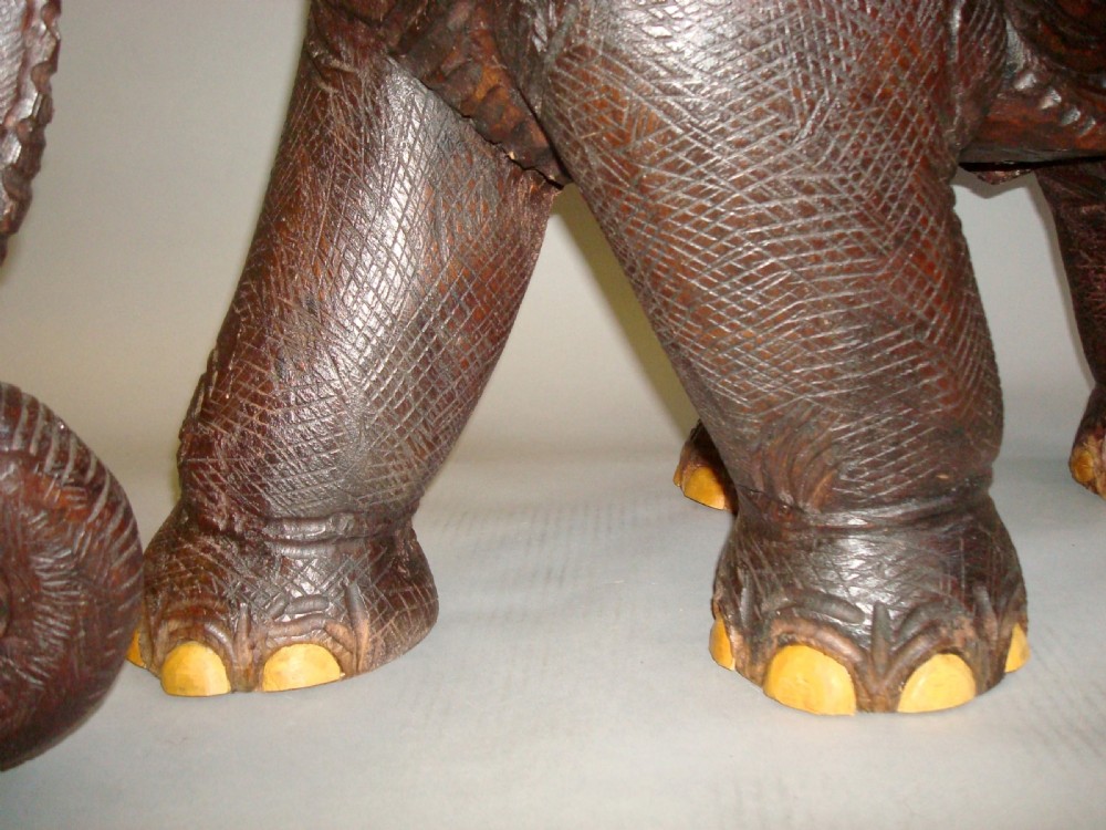 Early C20th Carved Elephant with boxwood tusks View X
