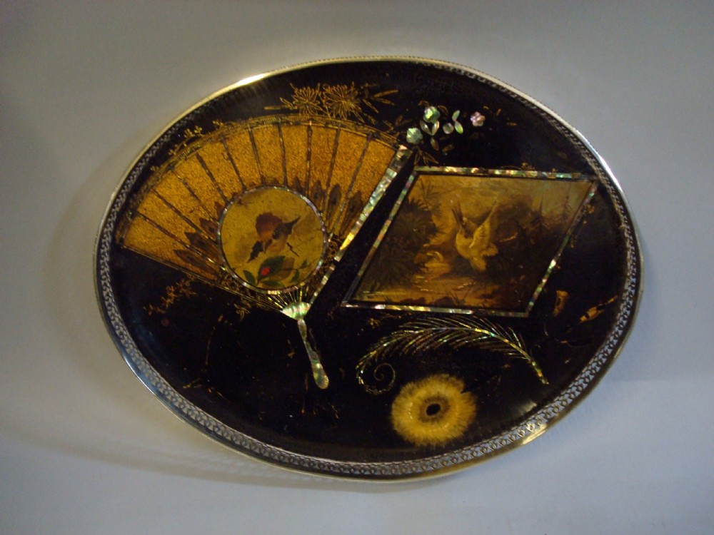 C19th Papier Mache and Silver Tray View II