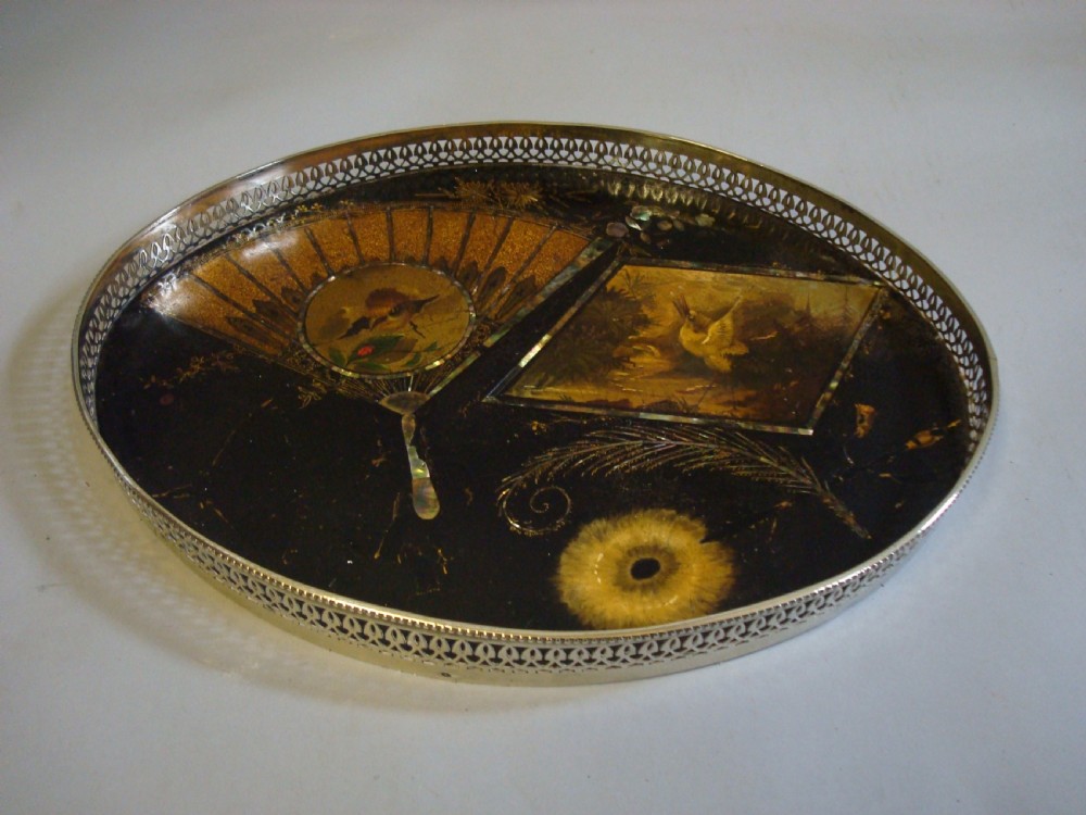 C19th Papier Mache and Silver Tray View V