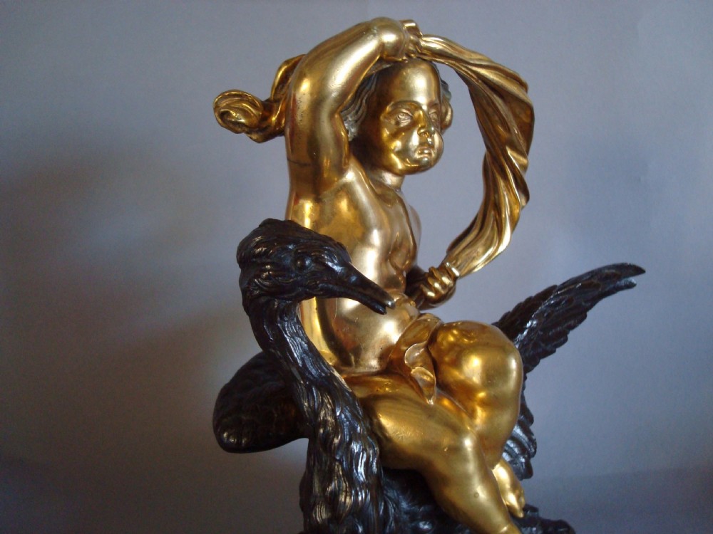 C19th Bronze Cherub on a Heron View X
