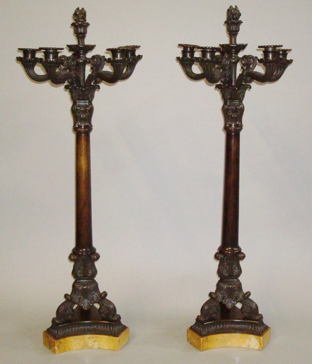 Pair of Large Charles X Bronze Candelabra or Candlesticks