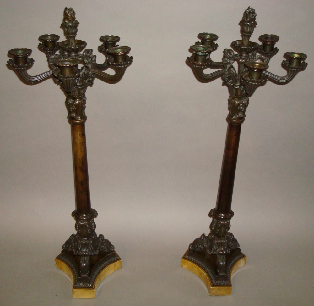 Pair of Large Charles X Bronze Candelabra or Candlesticks View II