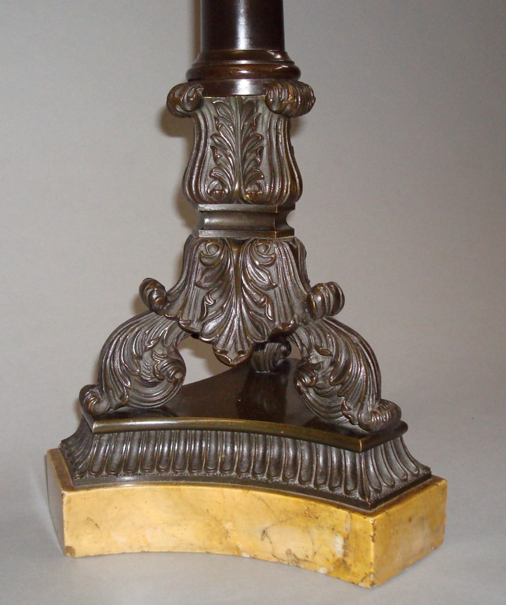 Pair of Large Charles X Bronze Candelabra or Candlesticks View IV