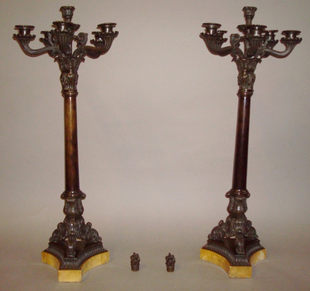 Pair of Large Charles X Bronze Candelabra or Candlesticks View IX