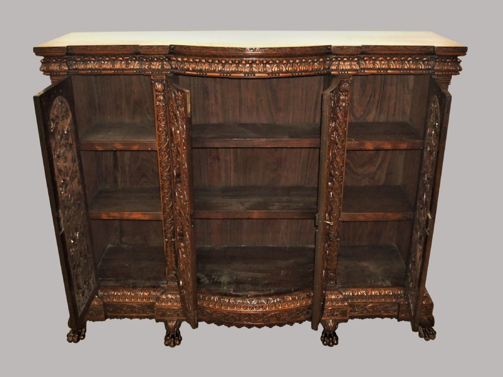 C19th Indian Carved Padouk Side Cabinet View VIII