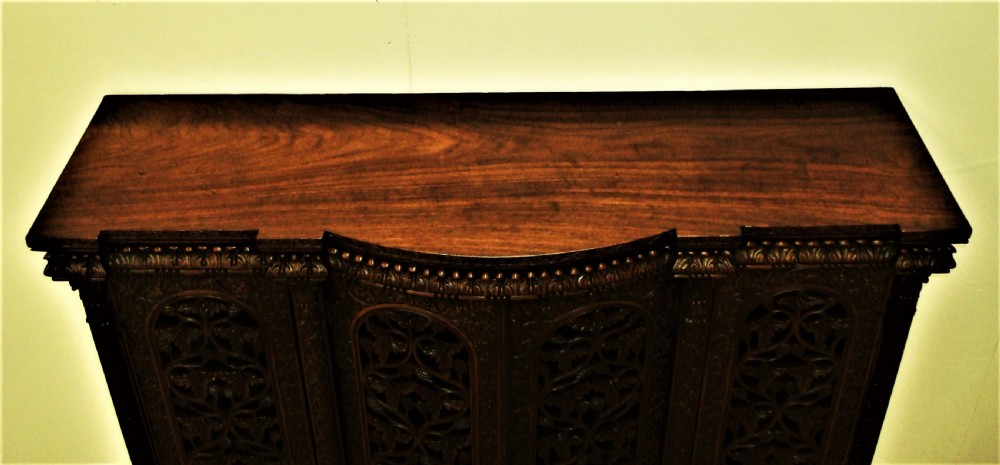 C19th Indian Carved Padouk Side Cabinet View X