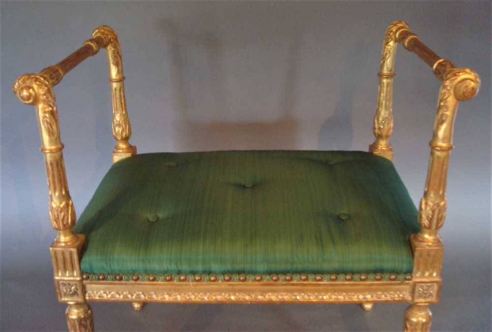 C19th Neo-Classical Giltwood Stool or Window Seat View VI