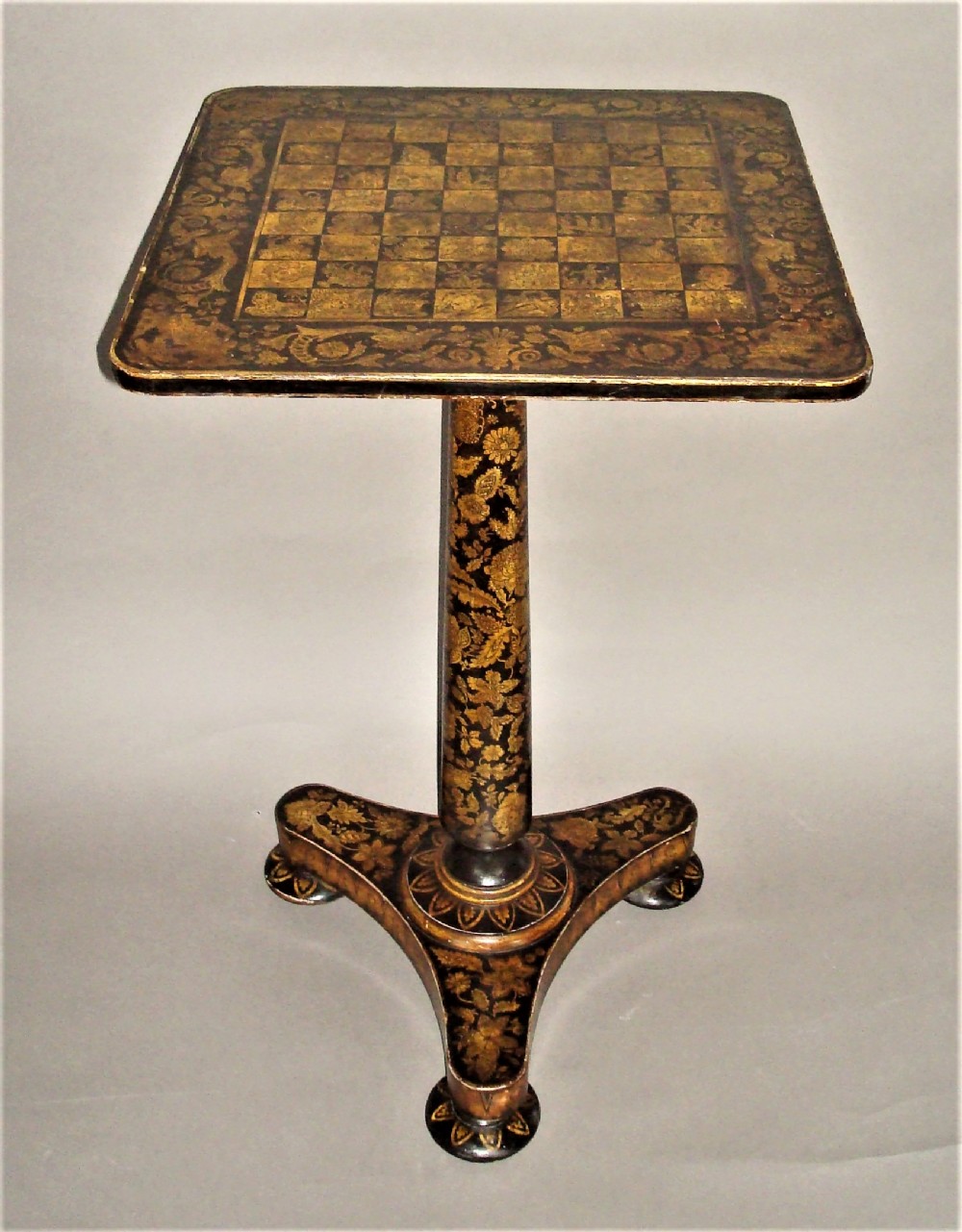 Regency Penwork Chess Occasional Table