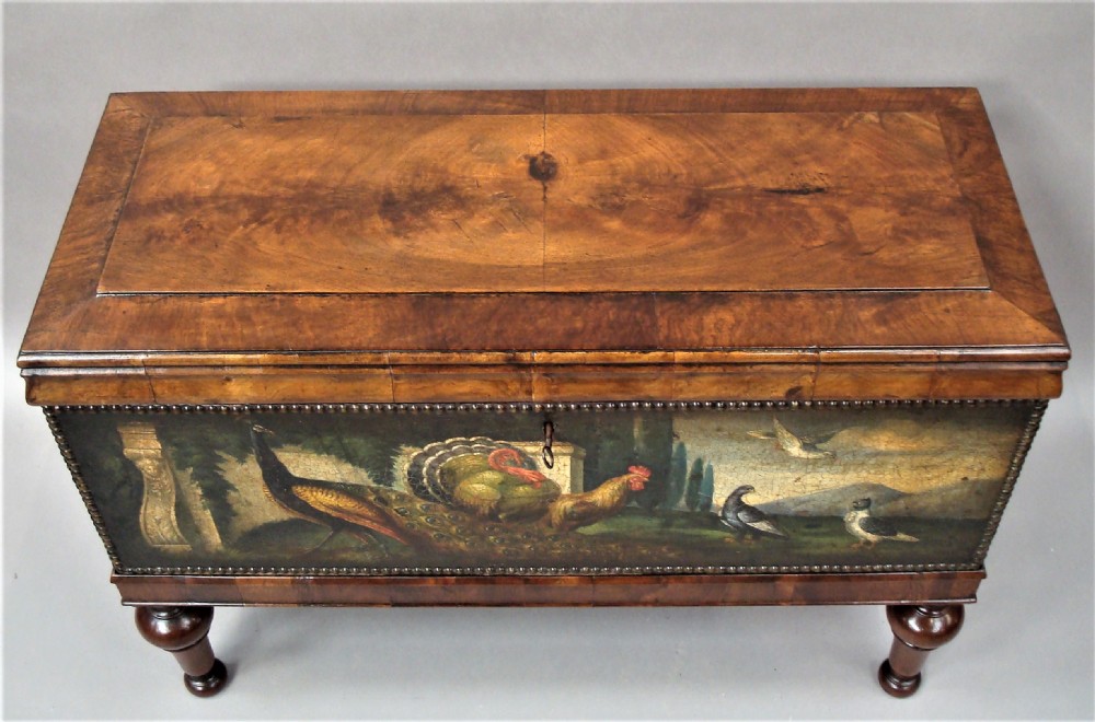 C19th Dutch Walnut and Painted Leather Chest on Stand View VII